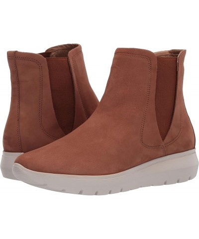 Women's Leather Made in Brazil Luxury Chelsea Boot with Sneaker Sole Cognac Suede $18.80 Boots