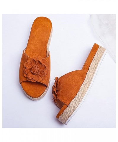 Womens Wedge Flip Flops, Women's Summer Slip-On Bow Flat Beach Open Toe Breathable Sandals Weave Shoes Z 03-brown $16.22 Sandals