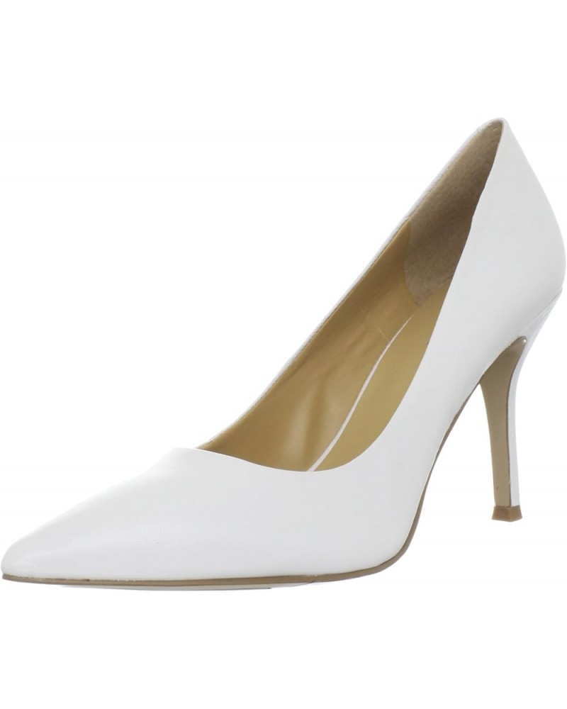 Womens Flax Pointed Toe Pump White Kid Leather $27.67 Pumps