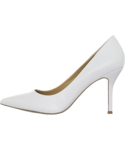 Womens Flax Pointed Toe Pump White Kid Leather $27.67 Pumps