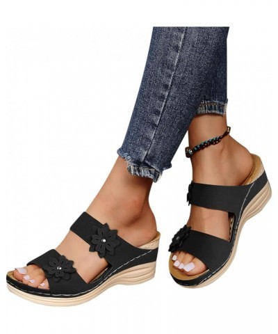 Sandals For Women Summer,Women Sandals Flat Sandals Flip Flop Cute Sandals Dressy Beach Summer Platform Sandals Black $10.92 ...