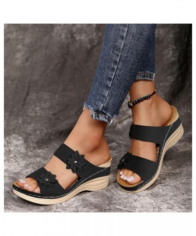 Sandals For Women Summer,Women Sandals Flat Sandals Flip Flop Cute Sandals Dressy Beach Summer Platform Sandals Black $10.92 ...