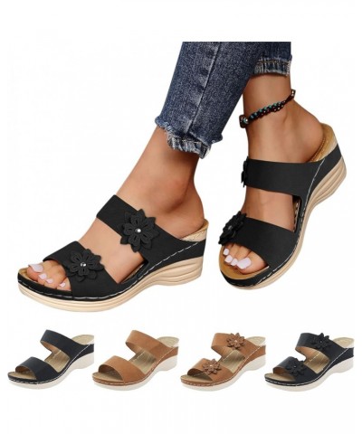 Sandals For Women Summer,Women Sandals Flat Sandals Flip Flop Cute Sandals Dressy Beach Summer Platform Sandals Black $10.92 ...