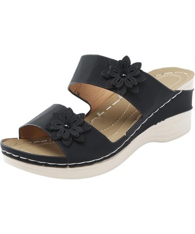 Sandals For Women Summer,Women Sandals Flat Sandals Flip Flop Cute Sandals Dressy Beach Summer Platform Sandals Black $10.92 ...