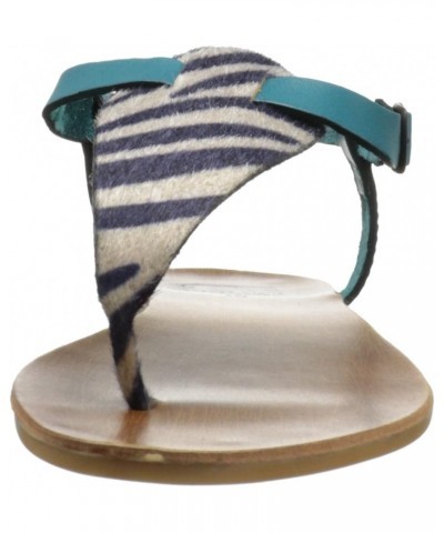 Women's Blue Ribbon Thong Sandal Zebra/Turquoise $22.53 Sandals