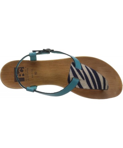 Women's Blue Ribbon Thong Sandal Zebra/Turquoise $22.53 Sandals