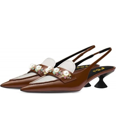 Women Classic Pearls Pointed Toe Low Heel Sandals Back Strap Slip On Ladies Summer Party Dress Shoes Size 4-15 US Sienna $44....