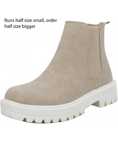 Soda Women's Faux Leather Round Toe Chelsea High Top Platform Ankle Boot Sand $23.97 Boots