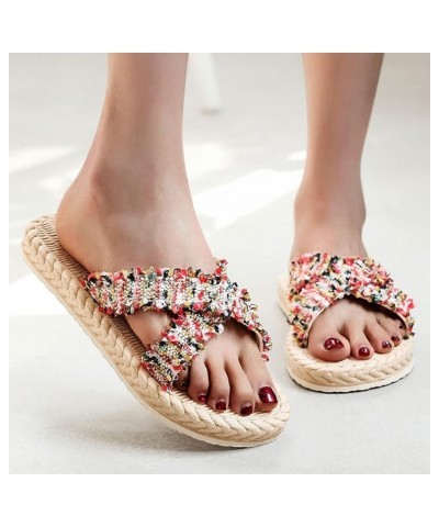 Sandals Flat Spring Fashion Slippers Summer Beach Women's Casual Women's Slipper Womens Fluff Yeah Slide Slipper (Red, 8) 8 R...