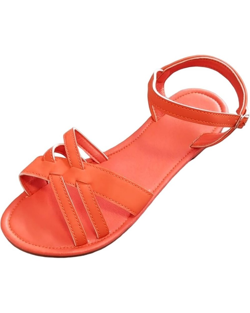 Women's Two Strap Heeled Sandal Lace-Up Heels Heels Slippers Flip Flops Pump Sandals Seaside Sandals Shoes Orange $14.24 Sandals