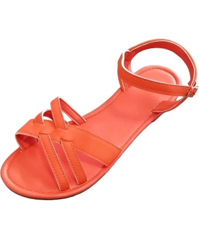 Women's Two Strap Heeled Sandal Lace-Up Heels Heels Slippers Flip Flops Pump Sandals Seaside Sandals Shoes Orange $14.24 Sandals