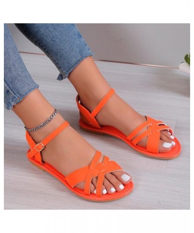 Women's Two Strap Heeled Sandal Lace-Up Heels Heels Slippers Flip Flops Pump Sandals Seaside Sandals Shoes Orange $14.24 Sandals