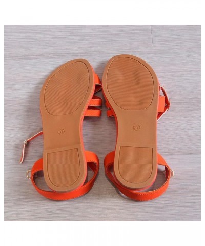 Women's Two Strap Heeled Sandal Lace-Up Heels Heels Slippers Flip Flops Pump Sandals Seaside Sandals Shoes Orange $14.24 Sandals