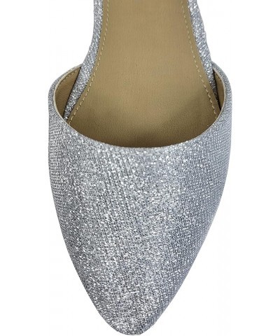 Womens Flat Ankle Strap D'Orsay Ballet Flat Silver $11.60 Flats