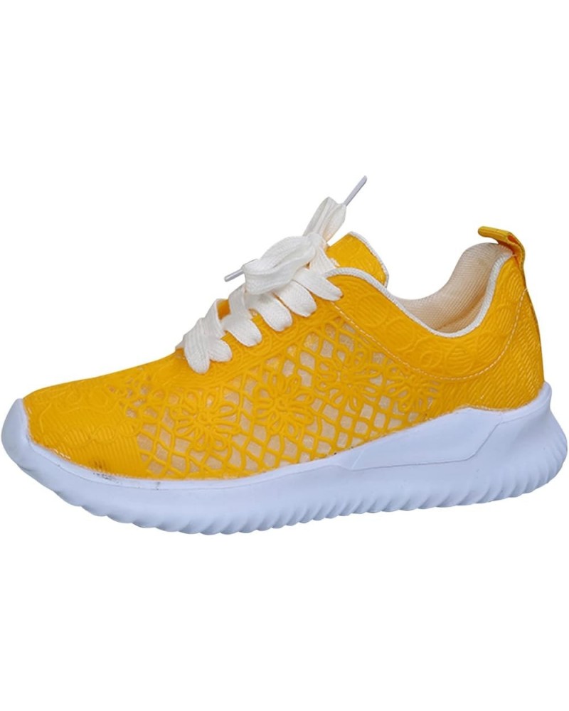 Womens Casual Driving Shoe Christmas, Women's Comfy Canvas Orthotie Sneakers, Orthopedic Walking Shoes for Women E-yellow $17...