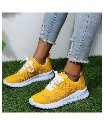 Womens Casual Driving Shoe Christmas, Women's Comfy Canvas Orthotie Sneakers, Orthopedic Walking Shoes for Women E-yellow $17...