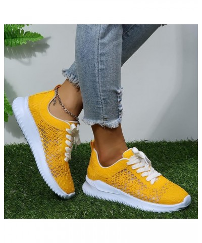 Womens Casual Driving Shoe Christmas, Women's Comfy Canvas Orthotie Sneakers, Orthopedic Walking Shoes for Women E-yellow $17...