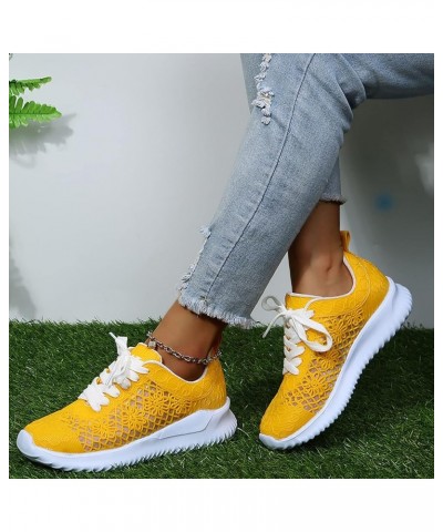 Womens Casual Driving Shoe Christmas, Women's Comfy Canvas Orthotie Sneakers, Orthopedic Walking Shoes for Women E-yellow $17...