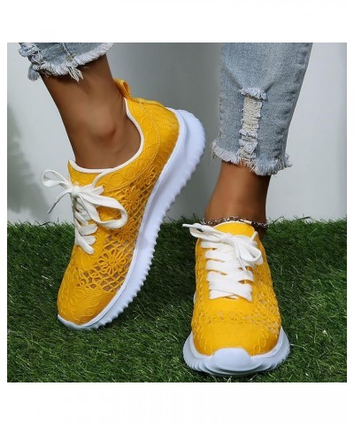 Womens Casual Driving Shoe Christmas, Women's Comfy Canvas Orthotie Sneakers, Orthopedic Walking Shoes for Women E-yellow $17...