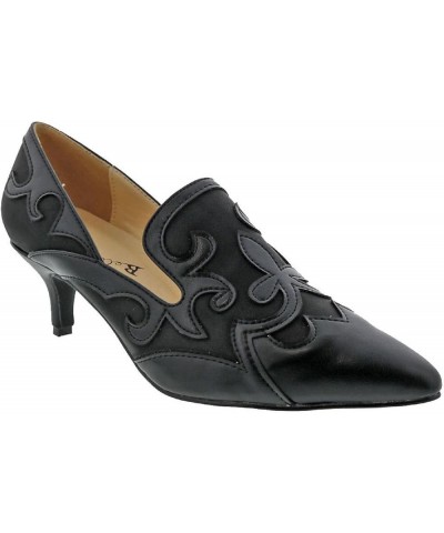 Bengal Women's Fleur De Lis Comfort Pump Black Faux Leather/Black Microsuede $32.10 Pumps