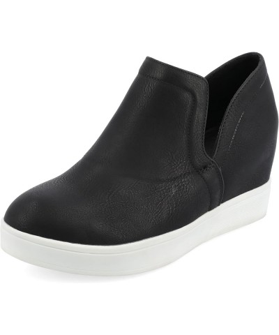 Womens Medium and Wide Width Cardi Sneaker with Vegan Leather Uppers and Hidden Wedge Heel Black Wd $37.81 Fashion Sneakers