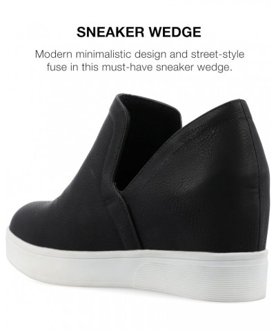 Womens Medium and Wide Width Cardi Sneaker with Vegan Leather Uppers and Hidden Wedge Heel Black Wd $37.81 Fashion Sneakers