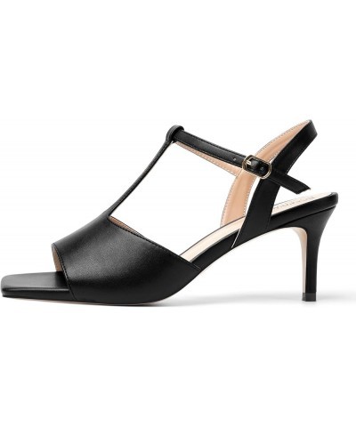 Womens Bridal Ankle Strap Buckle Patent Stylish Fashion Open Toe T Strap Stiletto Mid Heel Heeled Sandals 2.5 Inch Black $41....