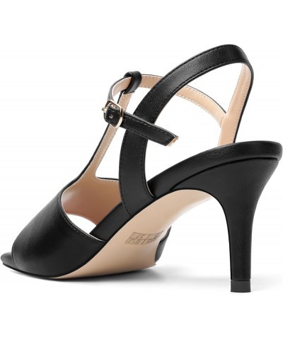 Womens Bridal Ankle Strap Buckle Patent Stylish Fashion Open Toe T Strap Stiletto Mid Heel Heeled Sandals 2.5 Inch Black $41....