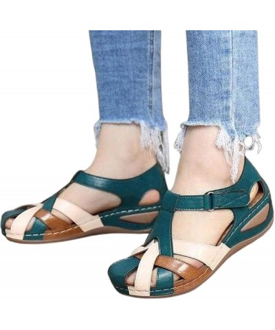 Ladies Sandals with Arch Support Closed Toe, Summer Women Sandals Soft Sole Wedges Shoes Hollow Out Non Slip Pu Leather Platf...