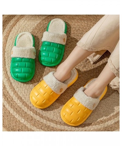 Winter Couples Women Warm Home Baotou Soft Bottom Comfortable Solid Color Flat Cotton Cute Slippers for Women Green $10.03 Fa...