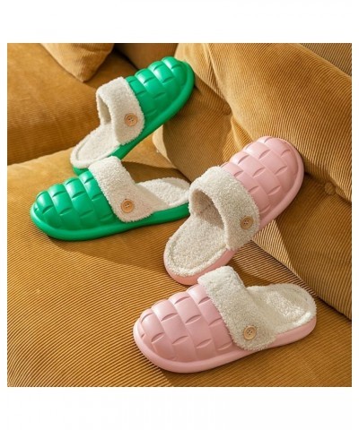 Winter Couples Women Warm Home Baotou Soft Bottom Comfortable Solid Color Flat Cotton Cute Slippers for Women Green $10.03 Fa...