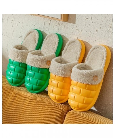 Winter Couples Women Warm Home Baotou Soft Bottom Comfortable Solid Color Flat Cotton Cute Slippers for Women Green $10.03 Fa...