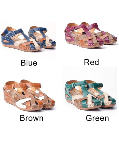 Ladies Sandals with Arch Support Closed Toe, Summer Women Sandals Soft Sole Wedges Shoes Hollow Out Non Slip Pu Leather Platf...