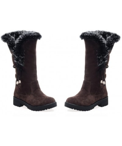 Womens Warm Plush Lined Snow Boots Comfort Waterproof Outdoor Winter Comfortable Mid Calf Boots 34 Dark Brown $26.59 Outdoor ...