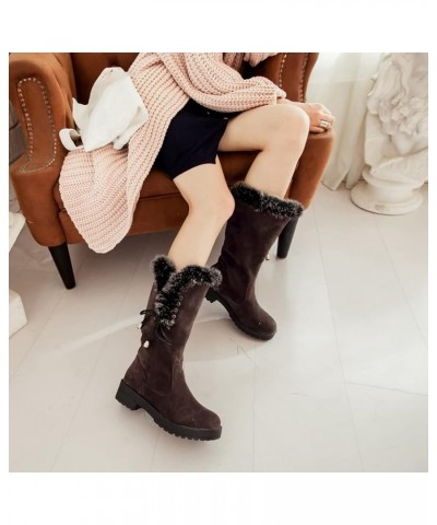 Womens Warm Plush Lined Snow Boots Comfort Waterproof Outdoor Winter Comfortable Mid Calf Boots 34 Dark Brown $26.59 Outdoor ...