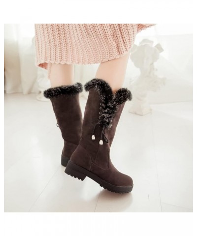 Womens Warm Plush Lined Snow Boots Comfort Waterproof Outdoor Winter Comfortable Mid Calf Boots 34 Dark Brown $26.59 Outdoor ...