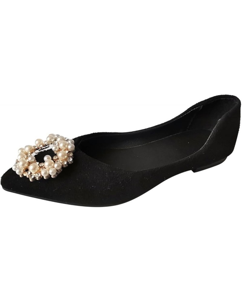 Sandals for Women Dressy Summer,Women's Pearl Trim Slip On Pointed Toe Flats Pumps Sandals Wedding Pump Shoes Black $23.44 Sa...