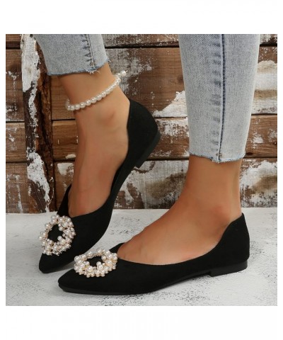 Sandals for Women Dressy Summer,Women's Pearl Trim Slip On Pointed Toe Flats Pumps Sandals Wedding Pump Shoes Black $23.44 Sa...