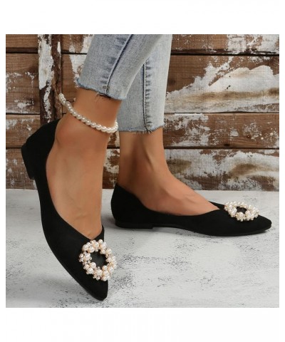 Sandals for Women Dressy Summer,Women's Pearl Trim Slip On Pointed Toe Flats Pumps Sandals Wedding Pump Shoes Black $23.44 Sa...