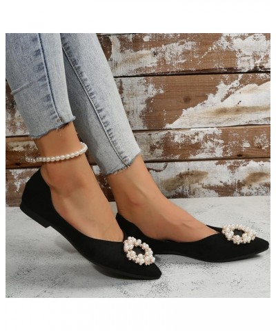 Sandals for Women Dressy Summer,Women's Pearl Trim Slip On Pointed Toe Flats Pumps Sandals Wedding Pump Shoes Black $23.44 Sa...