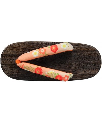 Step into The Halloween Spirit with Women's Traditional Japanese Clogs - Geta Sandals, Adorned with Flower Art and Wide-Sided...