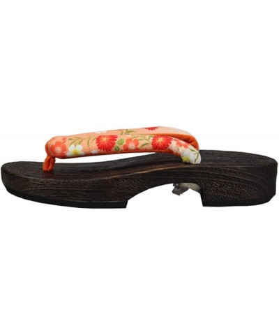 Step into The Halloween Spirit with Women's Traditional Japanese Clogs - Geta Sandals, Adorned with Flower Art and Wide-Sided...