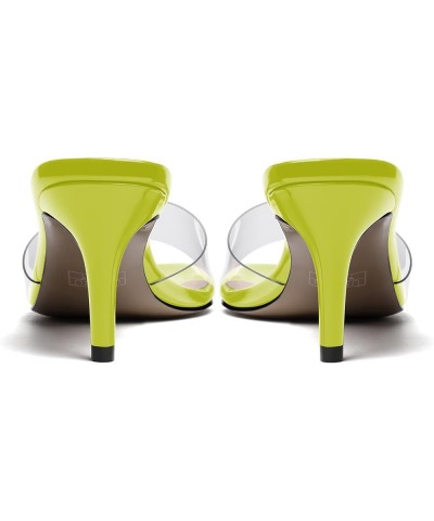 Women's Square Toe Clear Dating Slip On Pvc Solid Open Toe Fashion Stiletto Mid Heel Heeled Sandals 2.5 Inch Yellow Green $29...