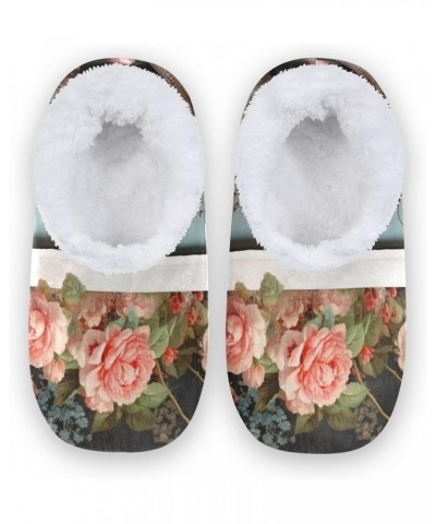 Teal Vintage Bathroom Bathtub Women House Slippers, Warm House Slippers for Men, Mens Bedroom Slippers M-XXL Vintage Bathroom...