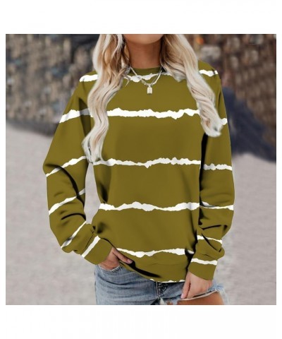 Fall Outfits for Women Round Neck Printing Outfits Lightweight Long Sleeve Pullover Tops Casual Loose Sweatshirts 2-army Gree...