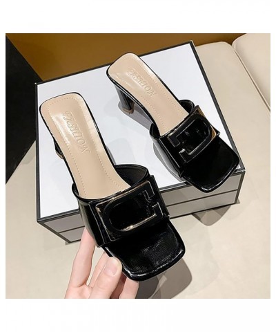 Block Heel Sandals for Women Women Sandals Fashion New Spring Summer Thick Heel Square Heel Comfortable Square 7 Black $23.16...