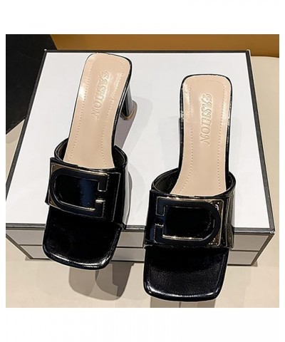 Block Heel Sandals for Women Women Sandals Fashion New Spring Summer Thick Heel Square Heel Comfortable Square 7 Black $23.16...