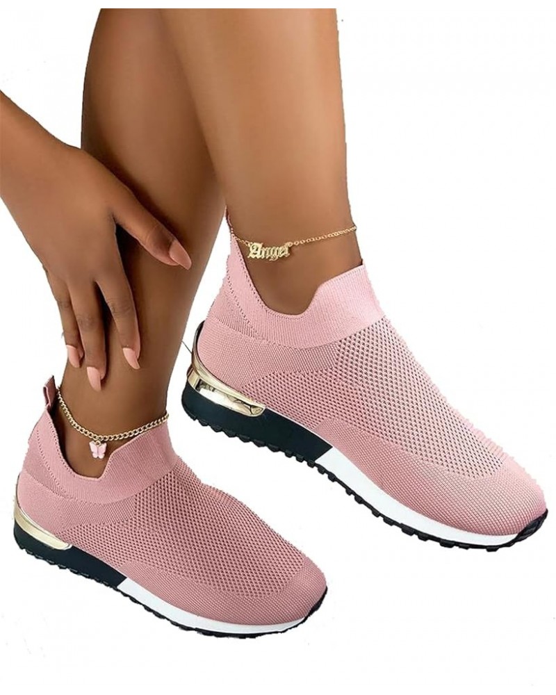 Elegant Elastic Slip-on Flat Shoes,Women Fashion Shoes 4 Pink $14.28 Flats