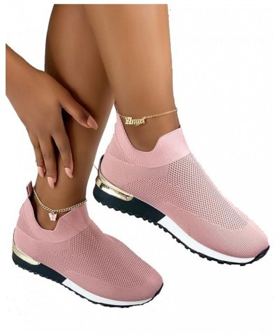 Elegant Elastic Slip-on Flat Shoes,Women Fashion Shoes 4 Pink $14.28 Flats