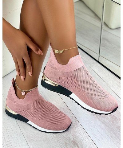 Elegant Elastic Slip-on Flat Shoes,Women Fashion Shoes 4 Pink $14.28 Flats